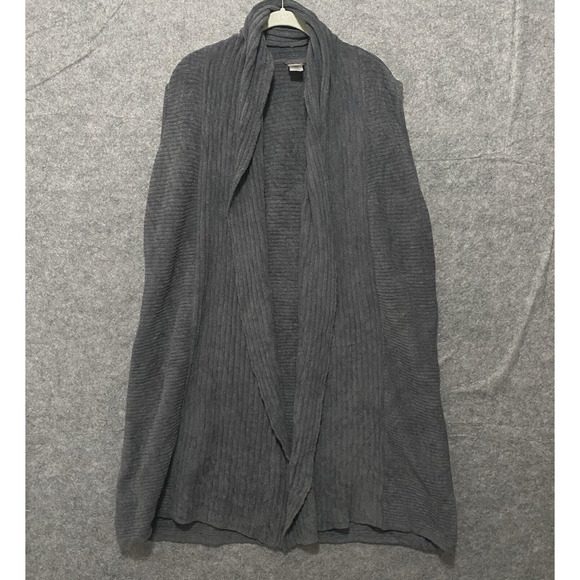 N Natori‎ Waterfall Cardigan Sweater Womens XL Gray Longline Sleeveless Plush - Picture 1 of 7